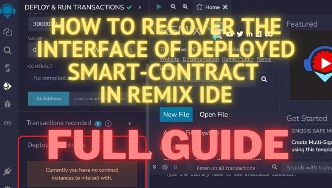 Restoring the smart contract interface in Remix IDE